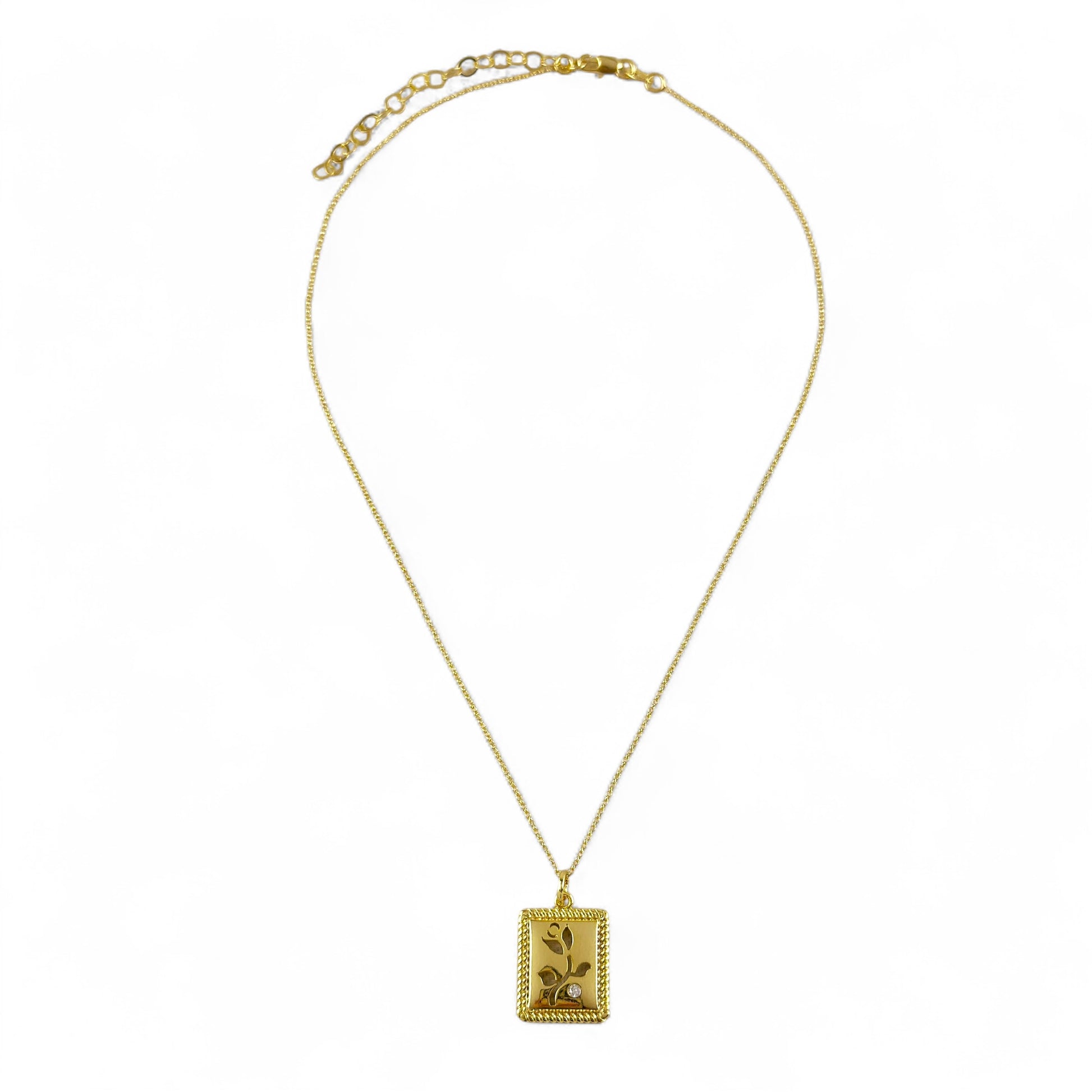 18K Gold Filled flower necklace on white background