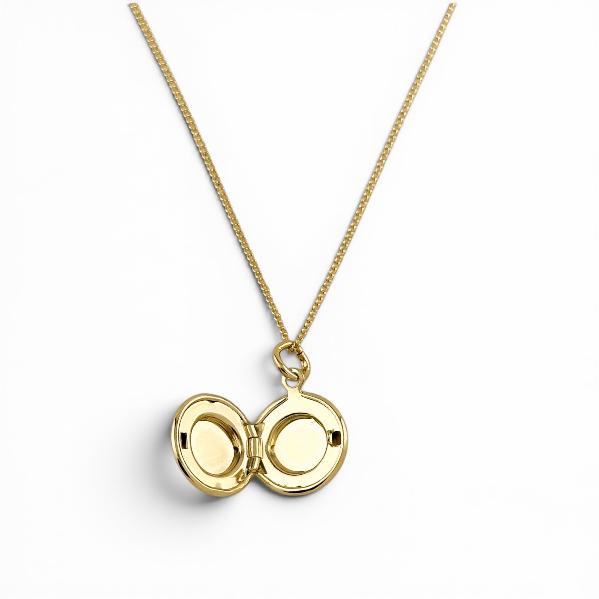18K Gold Filled locket necklace with curb chain