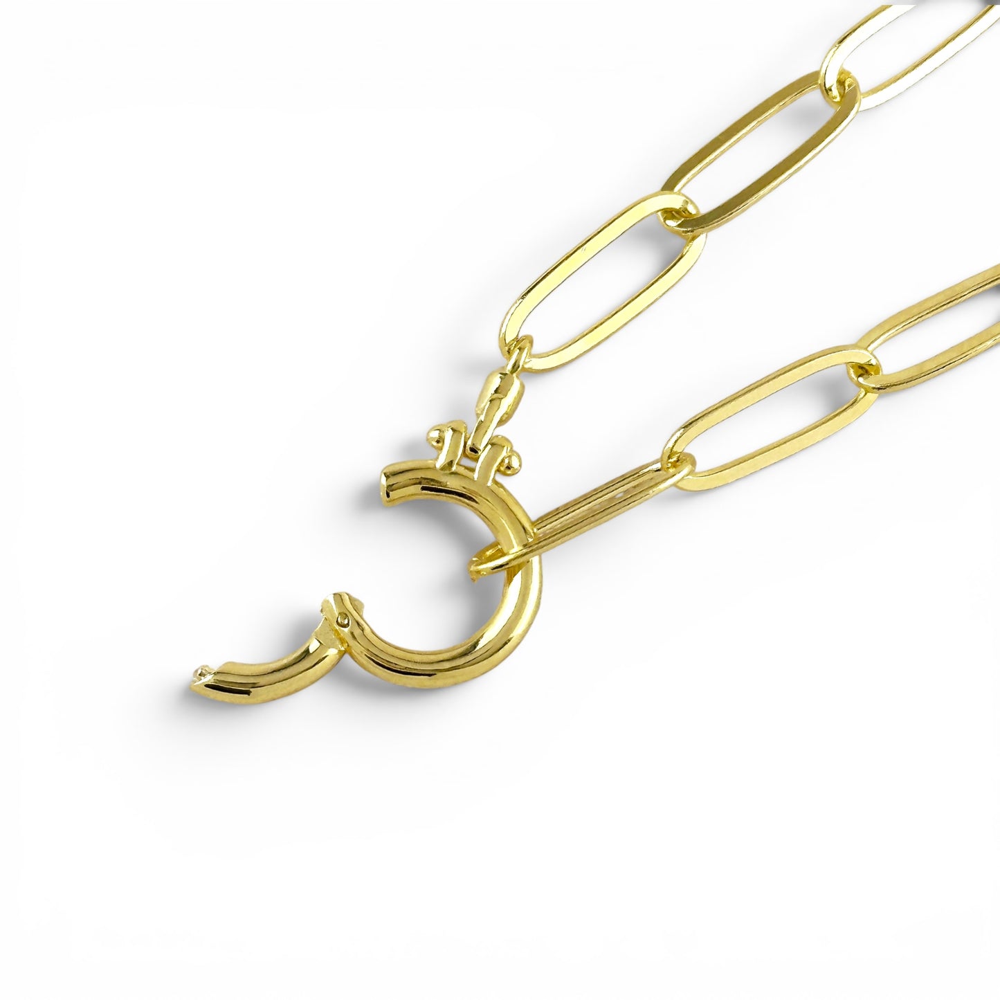 Paperclip Chain Carabiner 18K Gold Filled Bracelet