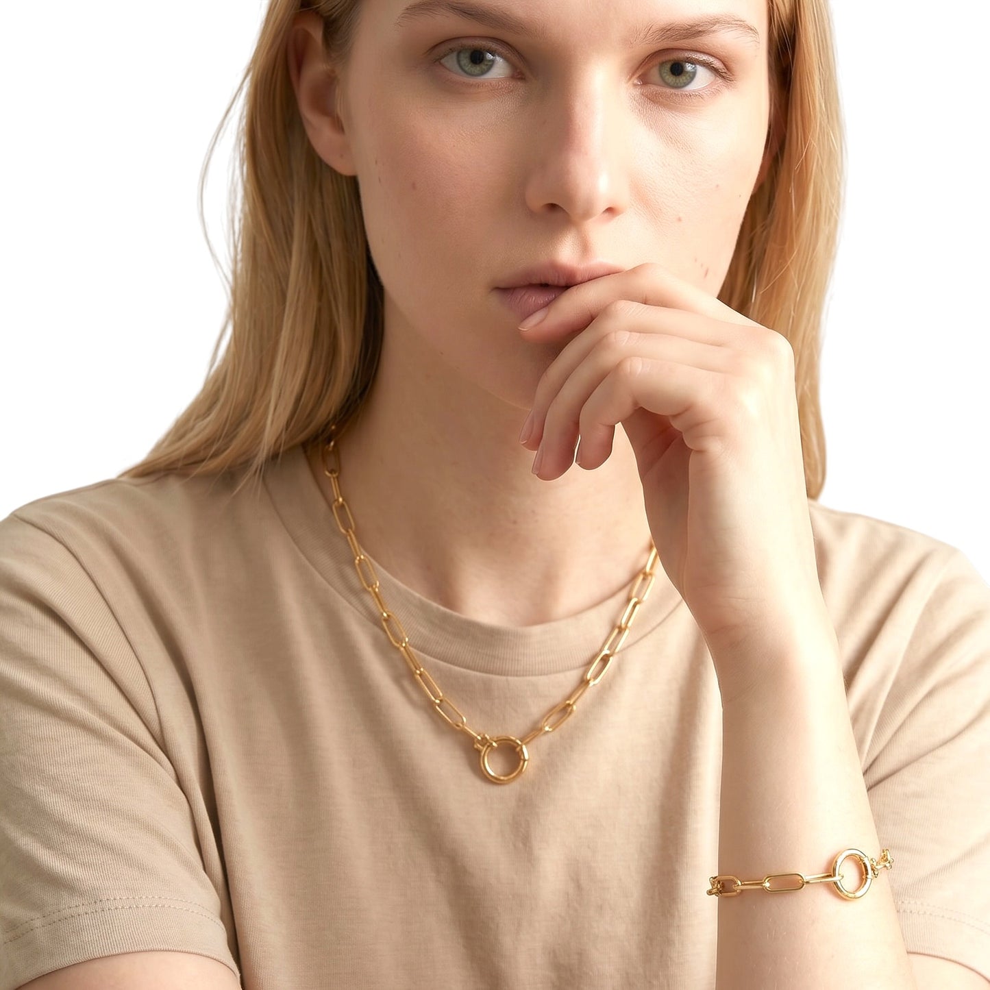 Paperclip Chain Carabiner 18K Gold Filled Bracelet