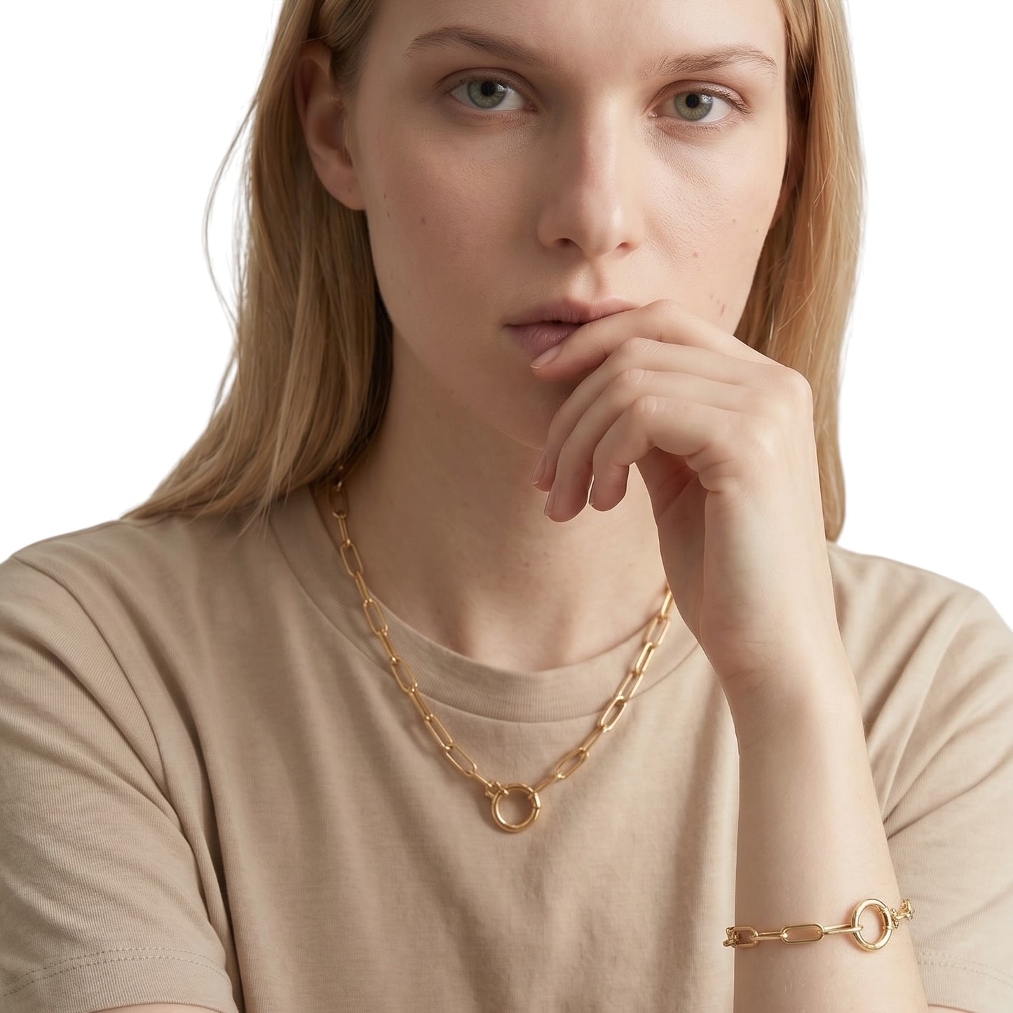Paperclip Chain Carabiner 18K Gold Filled Necklace
