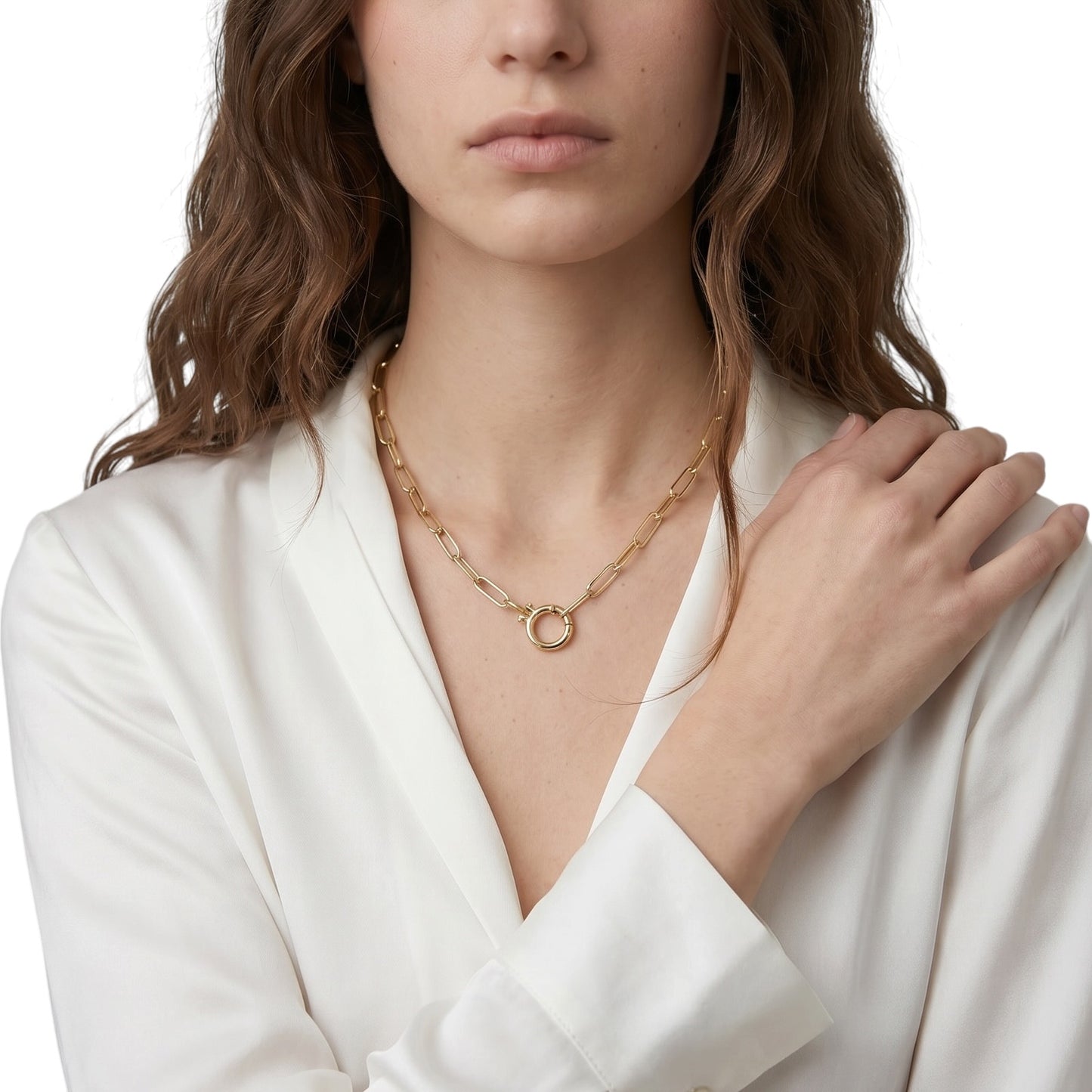 Paperclip Chain Carabiner 18K Gold Filled Necklace