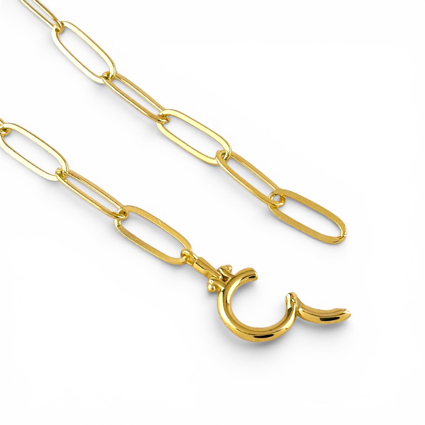 Paperclip Chain Carabiner 18K Gold Filled Necklace