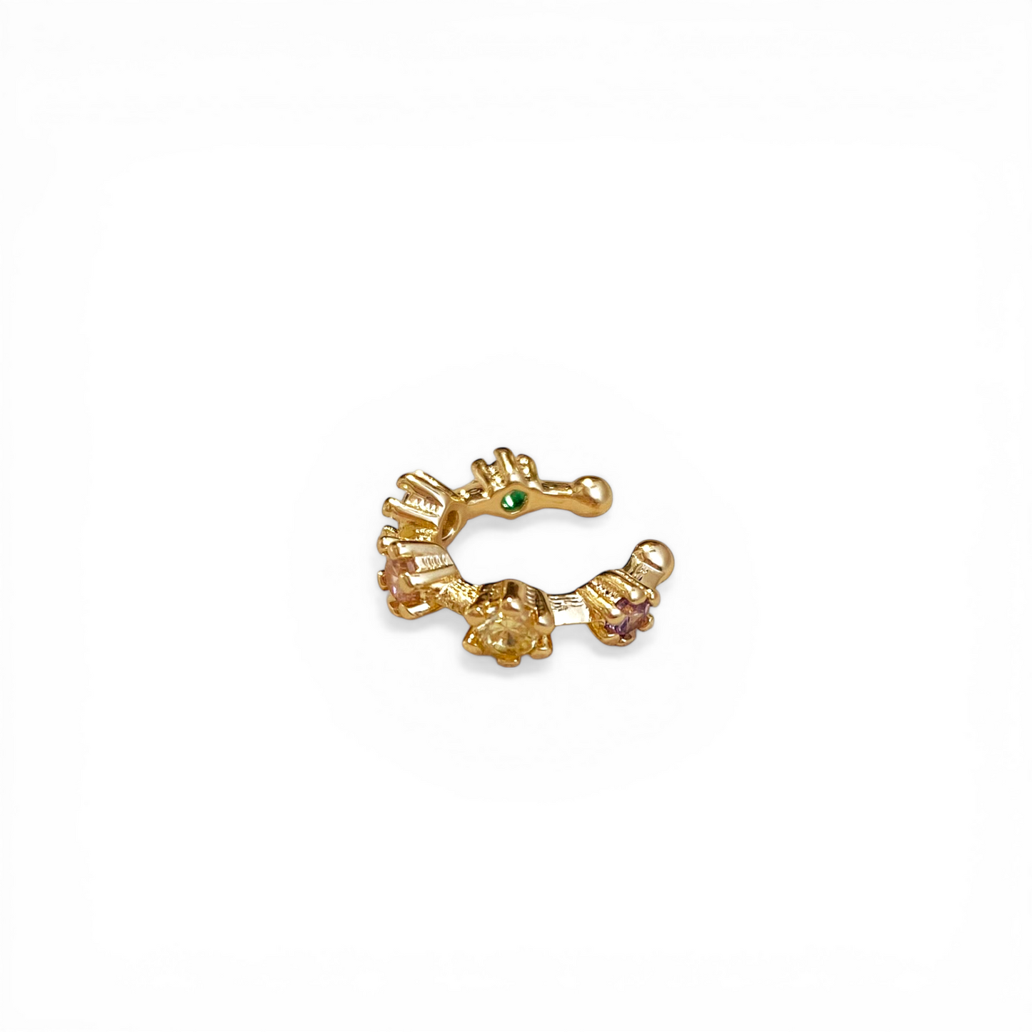 Pastel CZ Bezel 18K Gold Filled Ear Cuff