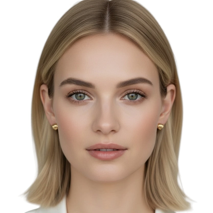 18K Gold Filled puffy heart earrings on model