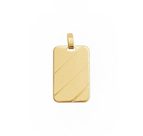 Diagonal Stripe Tag 61mm 18K Gold Filled Pendant Necklace
