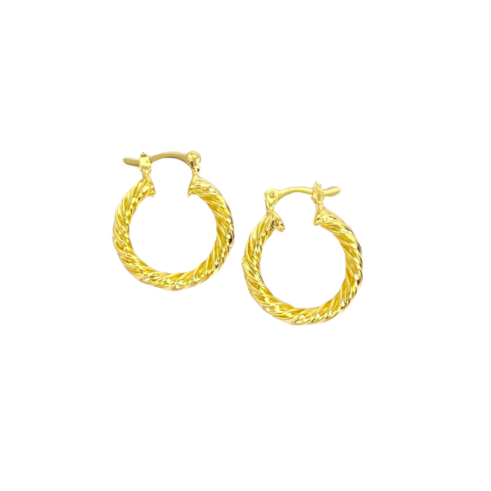 Pair of 18K gold-filled hoop earrings on a white background