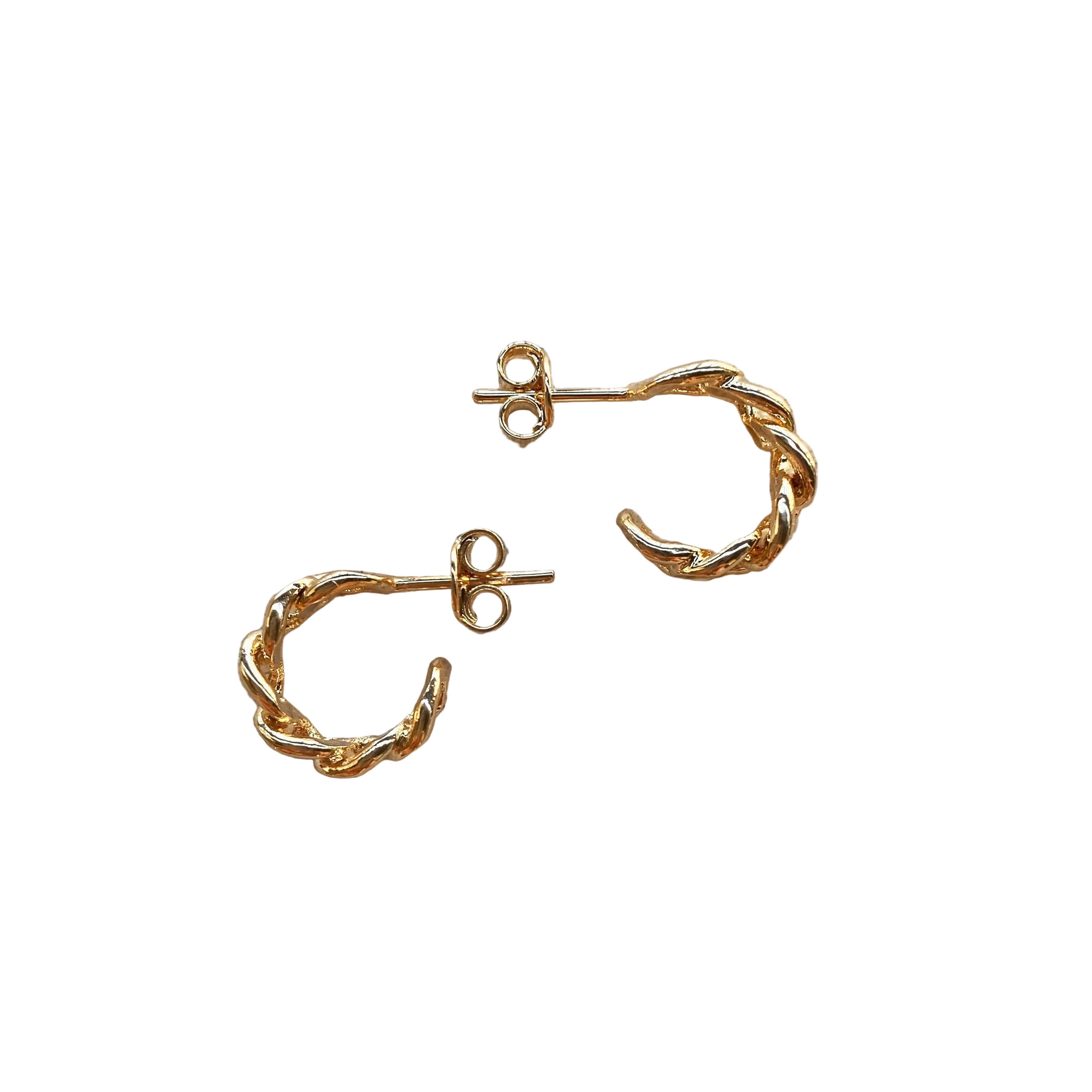 Curb Link Open Hoop Earrings Sideview on white background