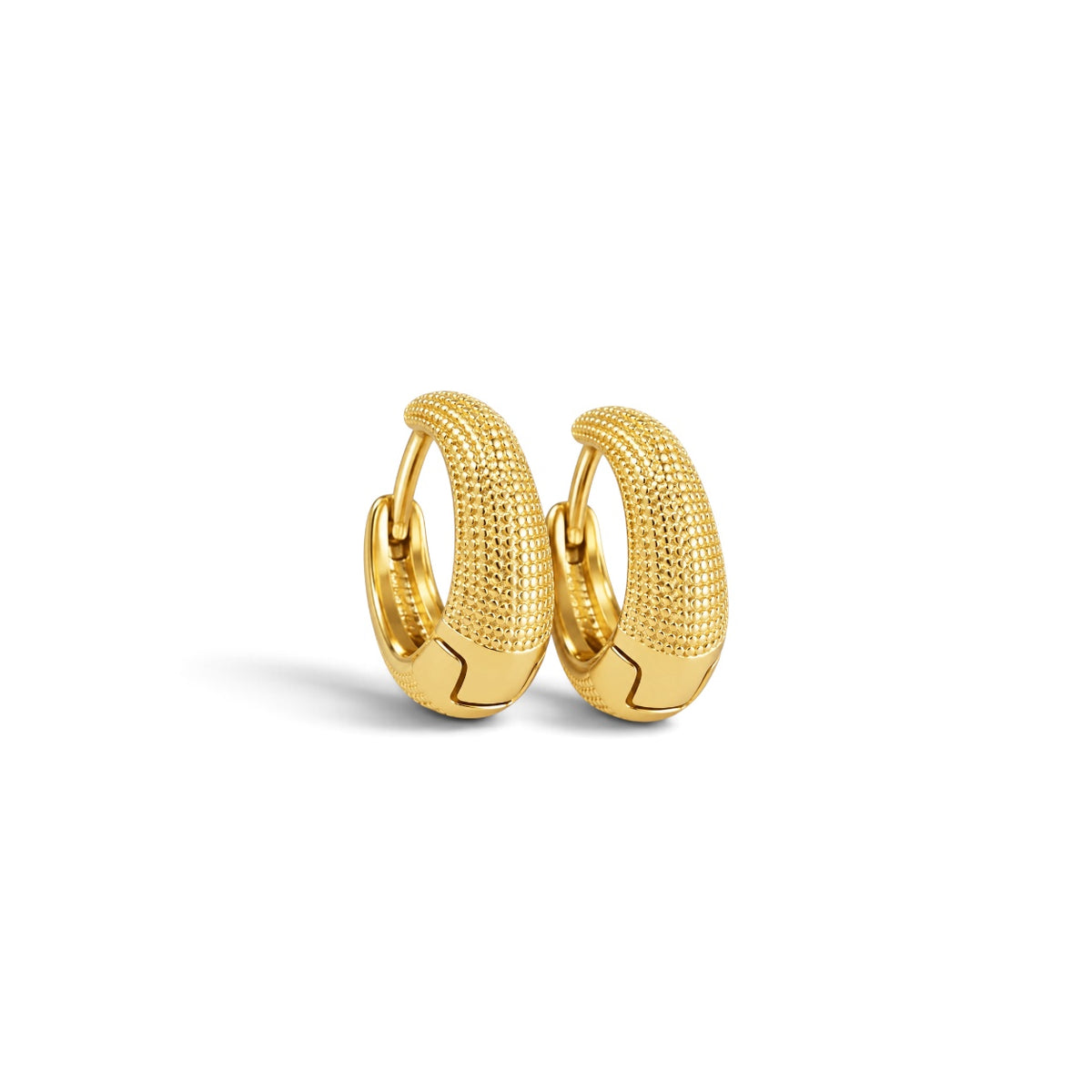 18k Gold Filled Textured Huggie Hoop Earrings 