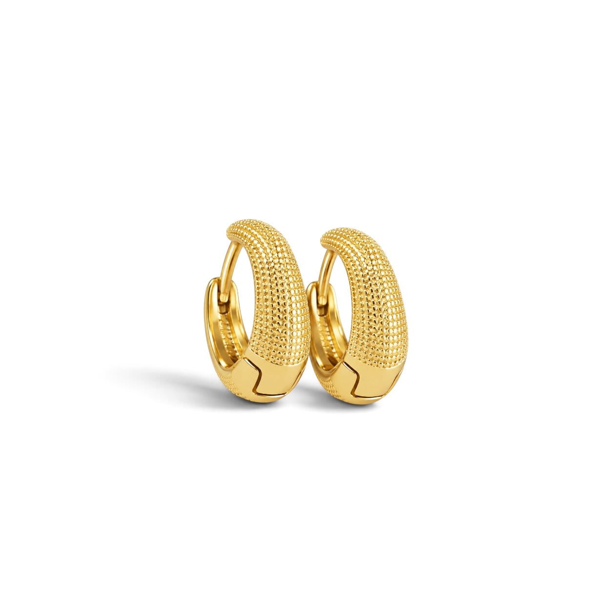 18k Gold Filled Textured Huggie Hoop Earrings 