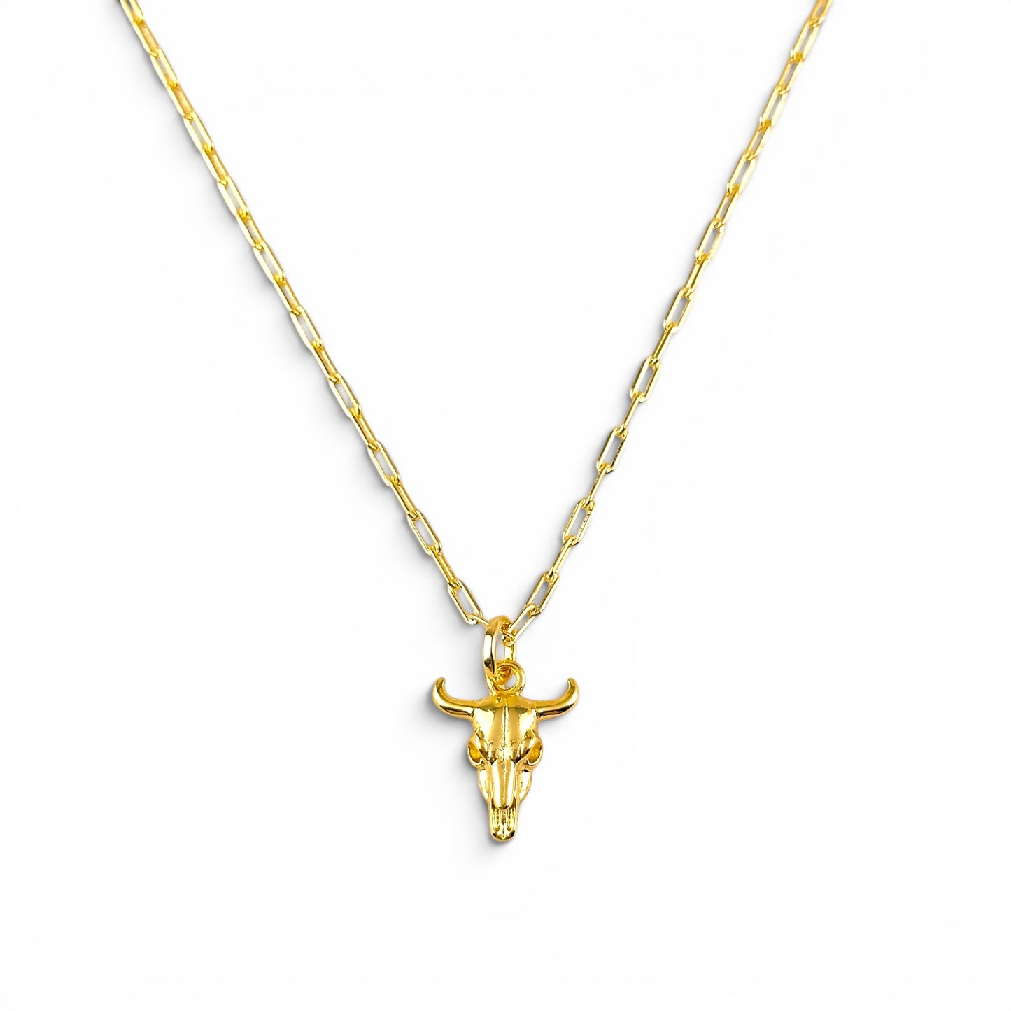 Western Skull 18mm 18K Gold Filled Charm