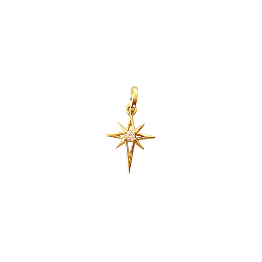 15mm CZ Starburst 18K Gold Filled Pendant
