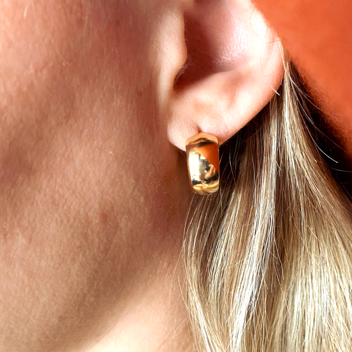 15mm Chunky Huggie Hoop 18K Gold Filled Earrings