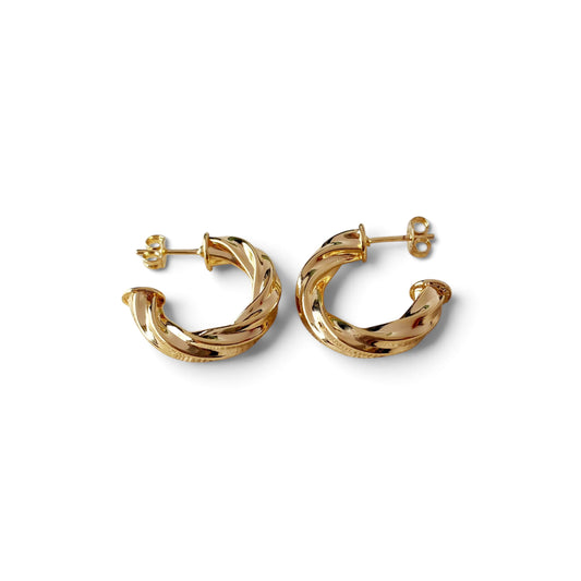 Italian Twist Open Hoop 20mm 18K Gold Filled Earrings