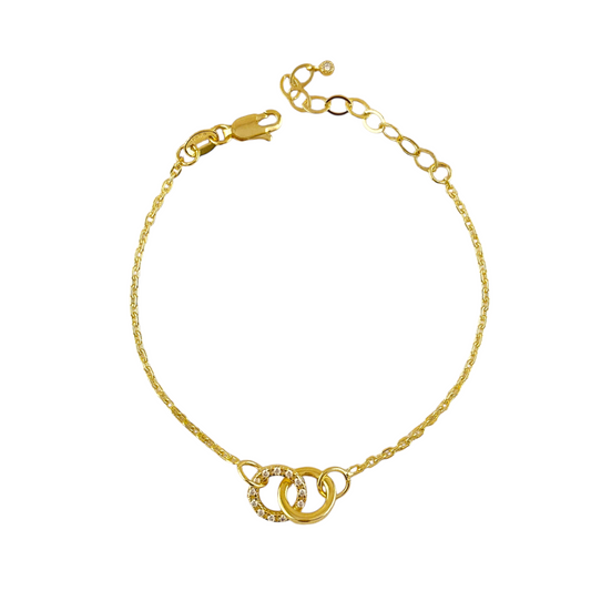 Interlocking Circles CZ 18k Gold Filled Bracelet