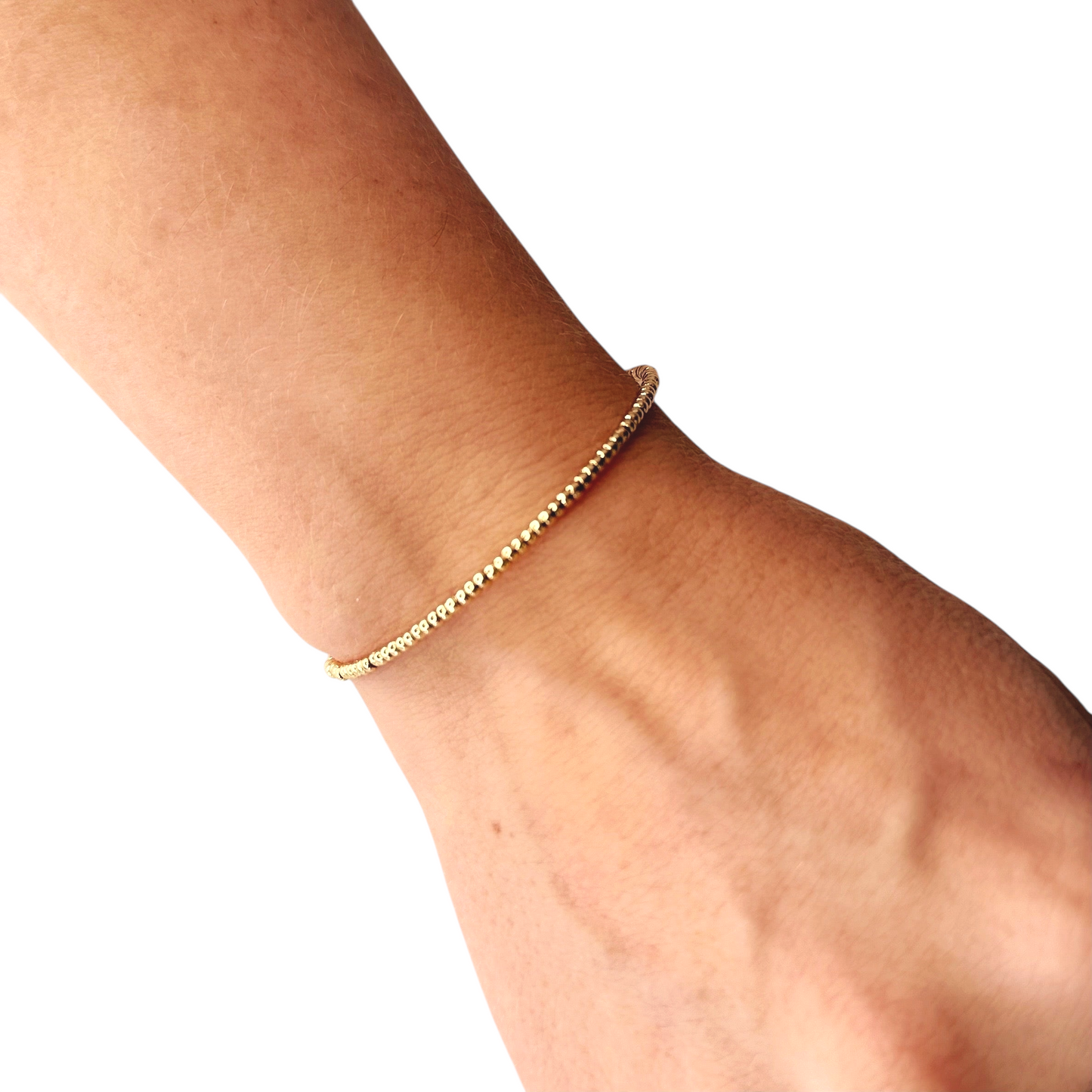 2mm Beaded Cuff 18K Gold Filled Bracelet