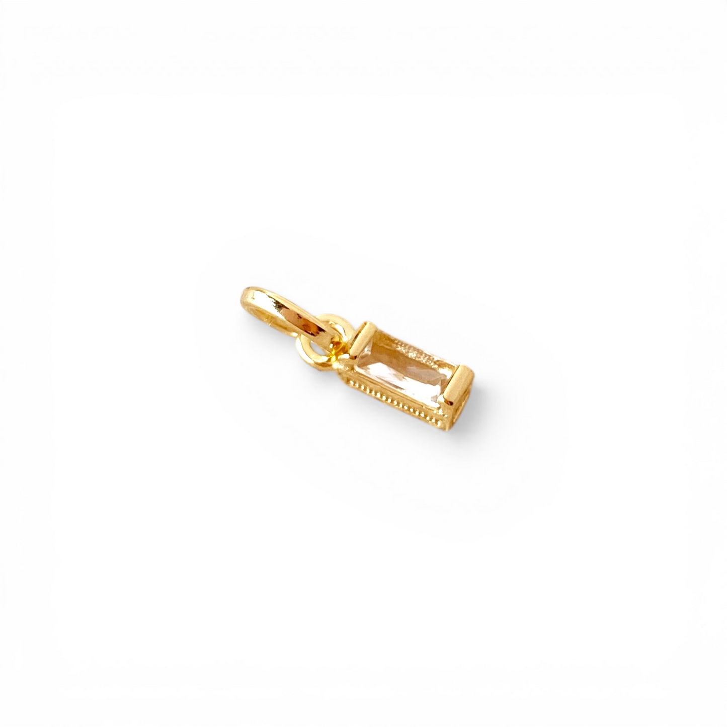 Birthstone Baguette CZ 10mm 18K Gold Filled Charm