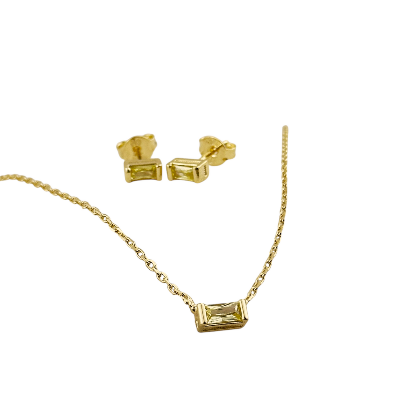 Birthstone CZ Set 18K Gold Filled Necklace & Earrings