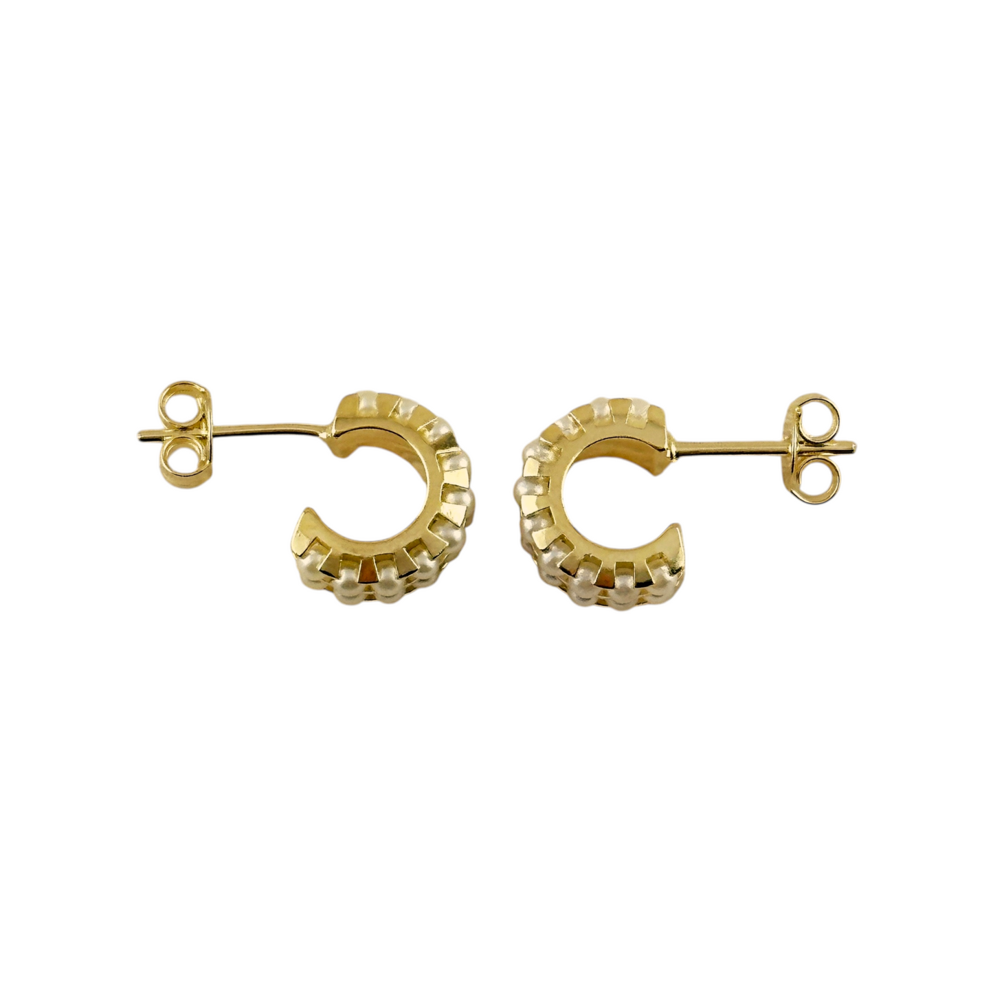 Double Pearl Open Hoop 18k Gold Filled Earrings
