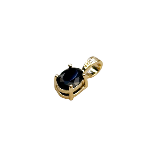 Oval Black CZ 7mm 18K Gold Filled Pendant