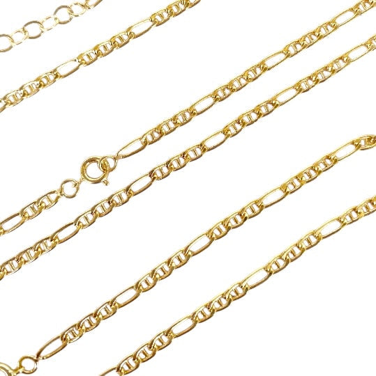 3.5mm Figarucci Link Chain 18k Gold Filled Bracelet