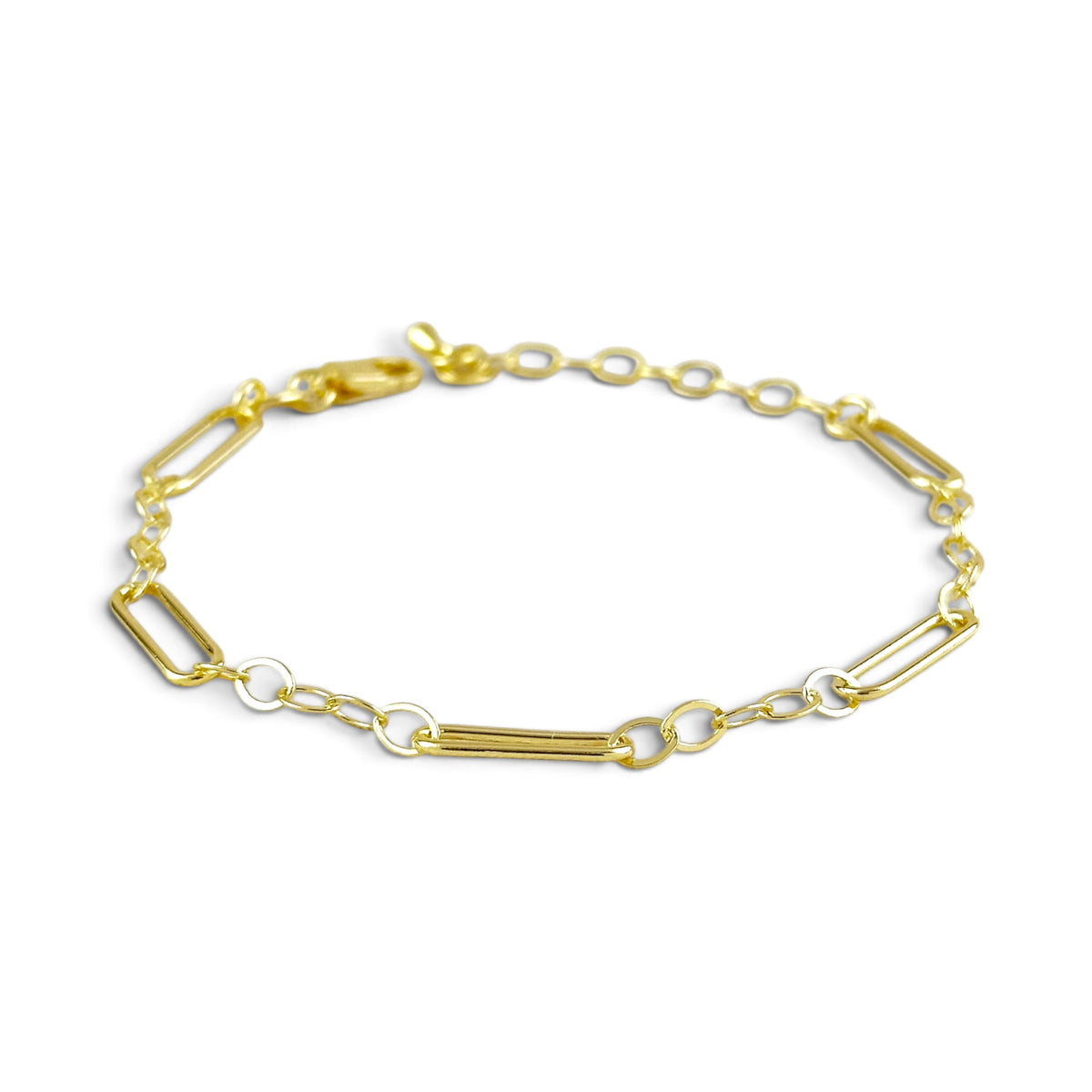 Paperclip & Oval Link Bracelet in 18K gold-filled, view 2