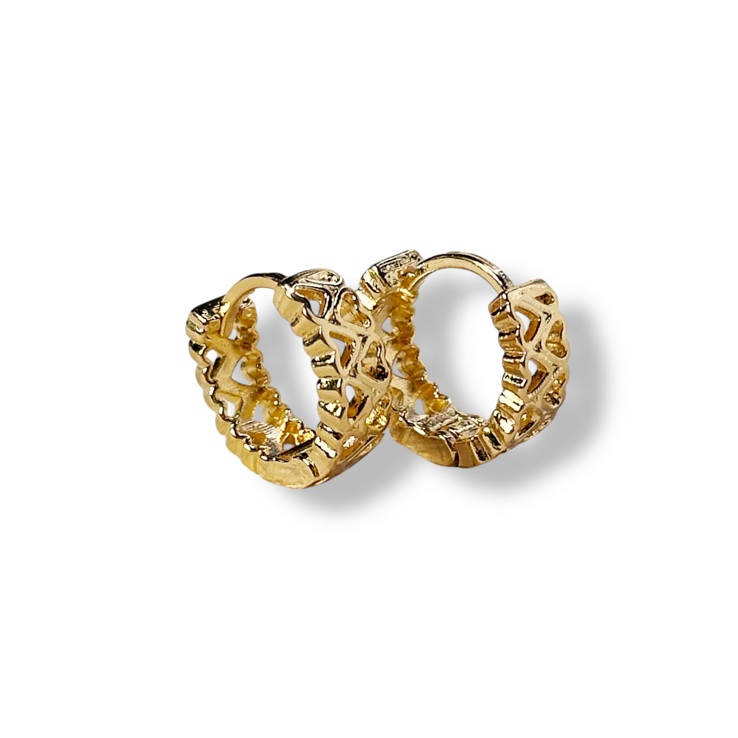 Twin Hearts Huggie Hoop 18k Gold Filled Earrings