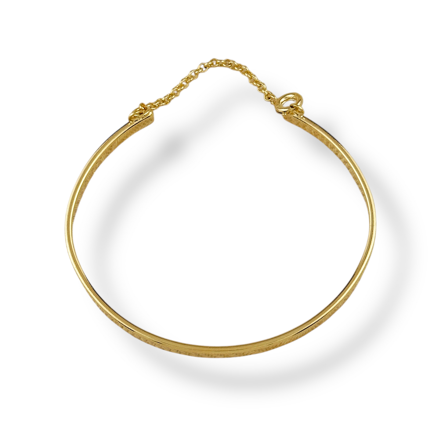 Polished Bangle with Safety Chain 18k Gold Filled Bracelet