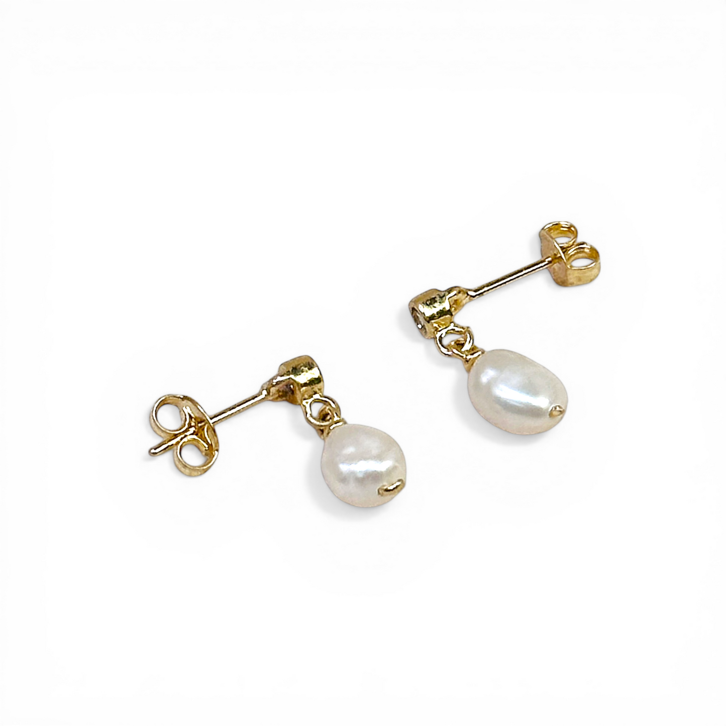 15mm Freshwater Baroque Pearl Drop with CZ 18K Gold Filled Earrings