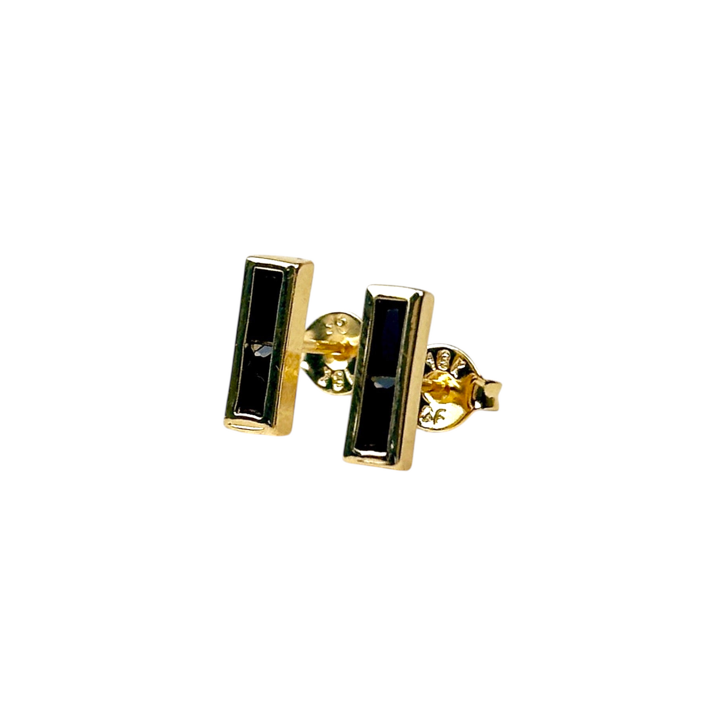 10mm Split Baguette CZ Stud 18k Gold Filled Earring