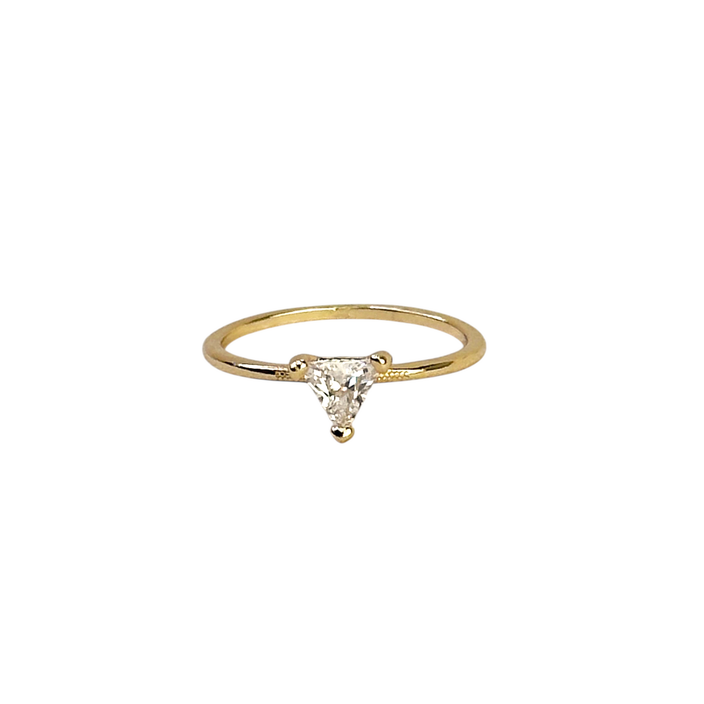 Triangle Cut CZ Solitaire 18k Gold Filled Ring