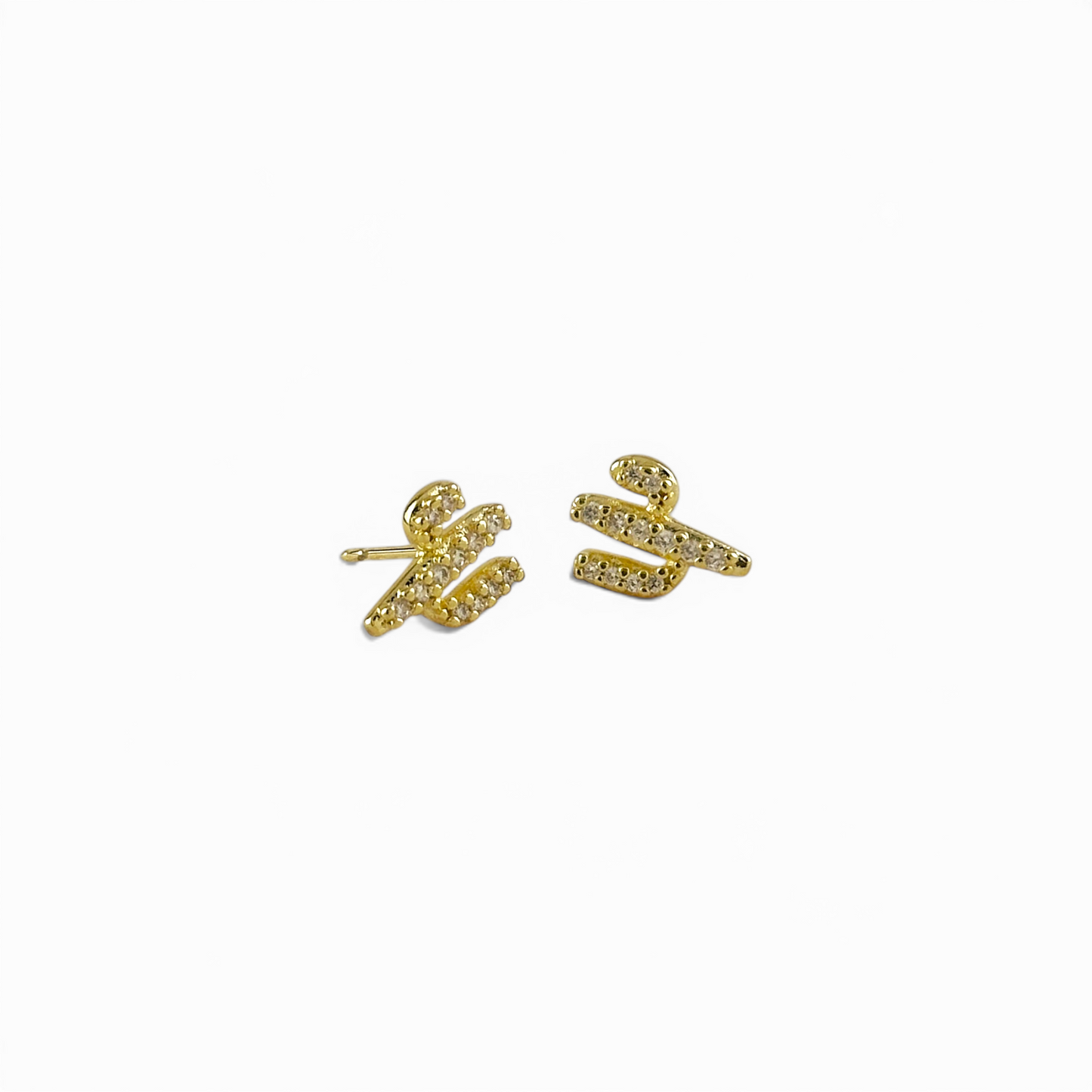 10mm Cactus with CZ Detail 18K Gold Filled Stud Earrings