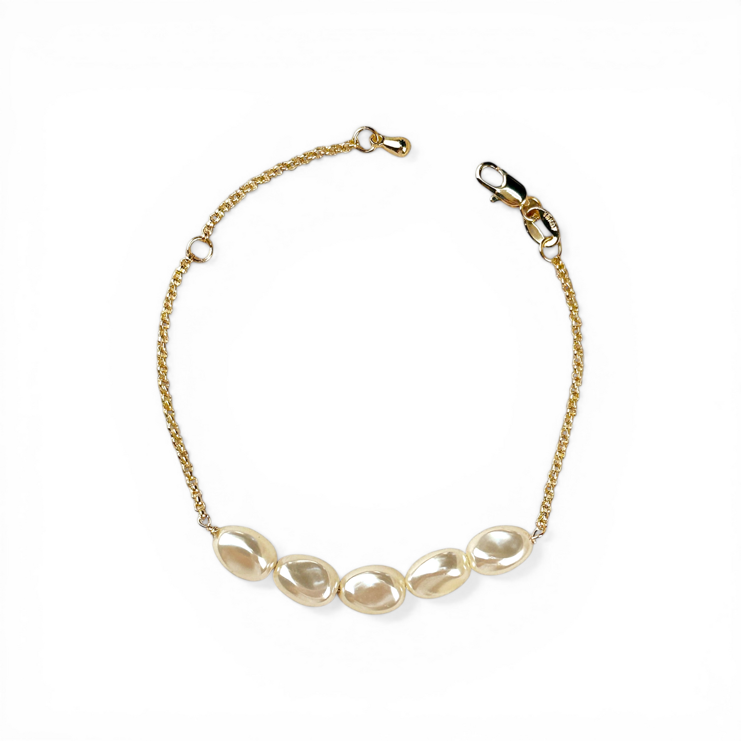 Row of Freshwater Baroque Pearls 18K Gold Filled Bracelet