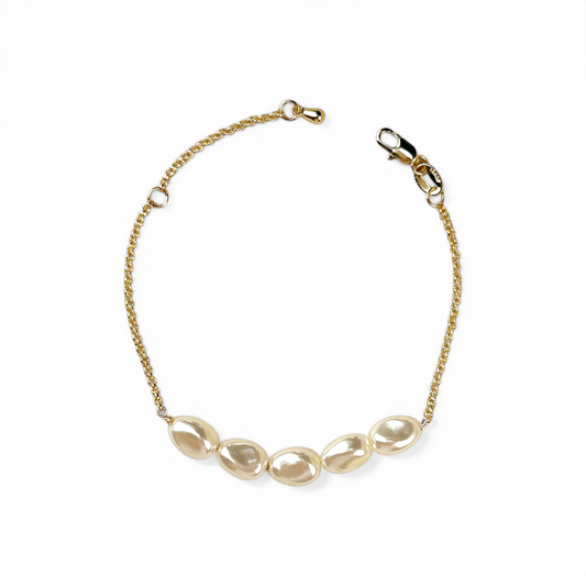 Row of Freshwater Baroque Pearls 18K Gold Filled Bracelet