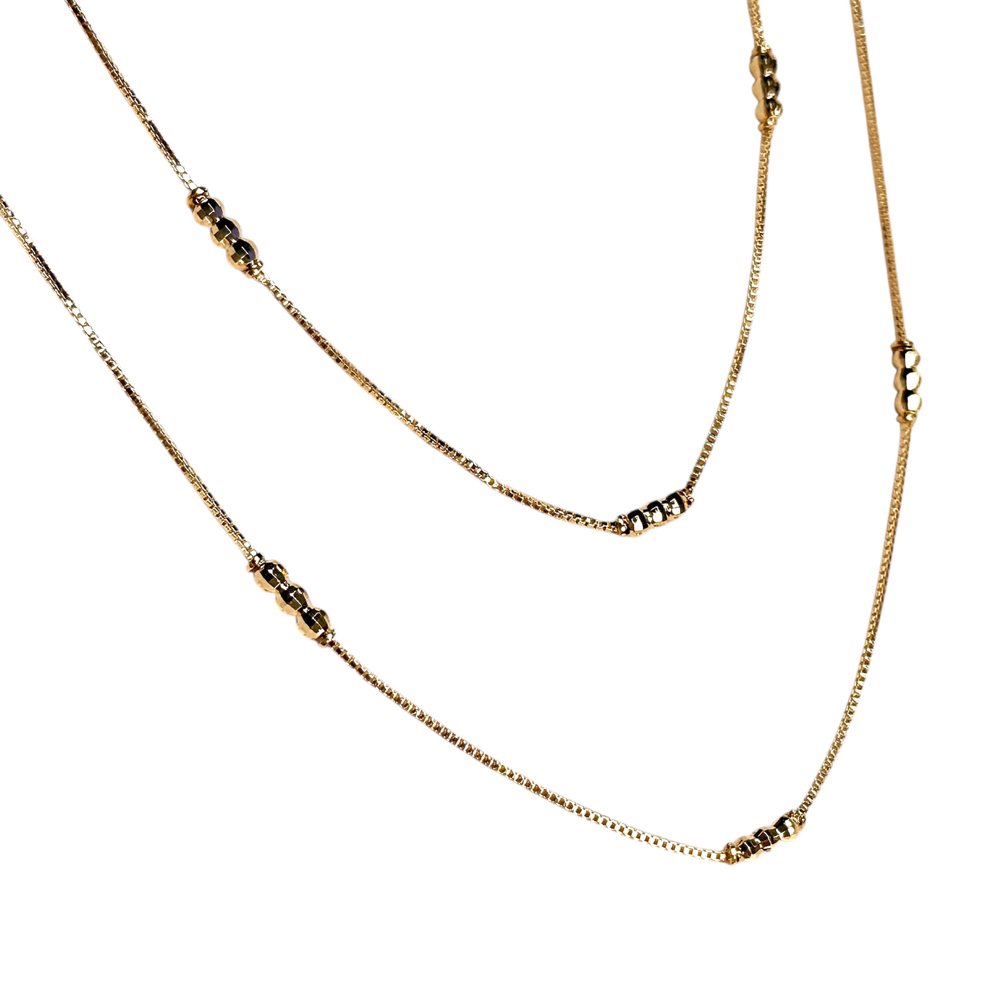 Bead Detailed Box Chain 18k Gold Filled Necklace