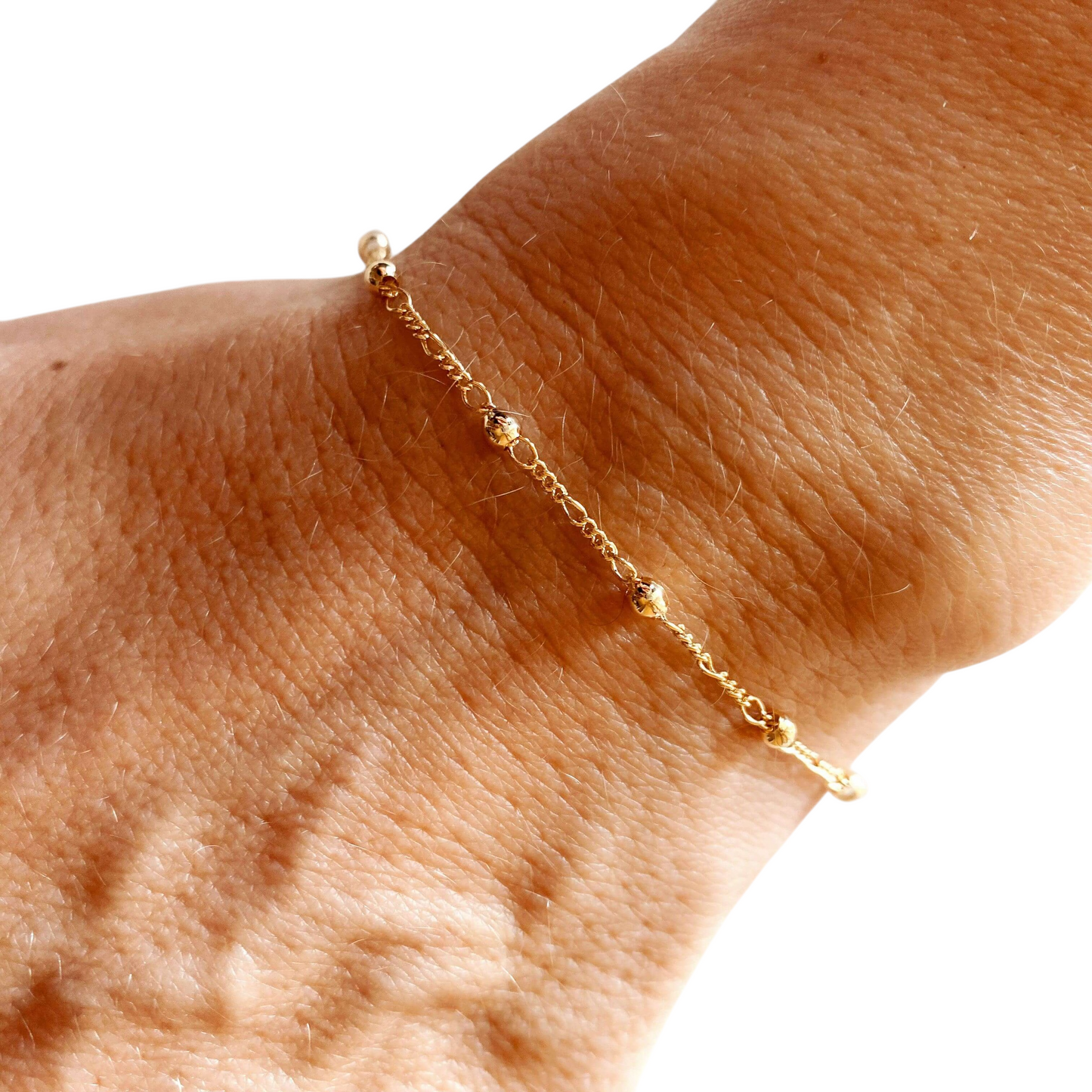 Cross Charm Beaded 18K Gold Filled Bracelet