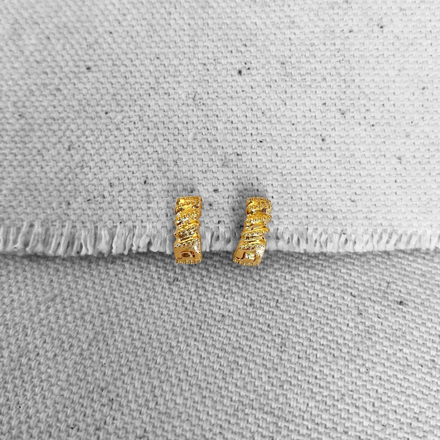 Rugged Petite Huggie Hoop 18k Gold Filled Earrings