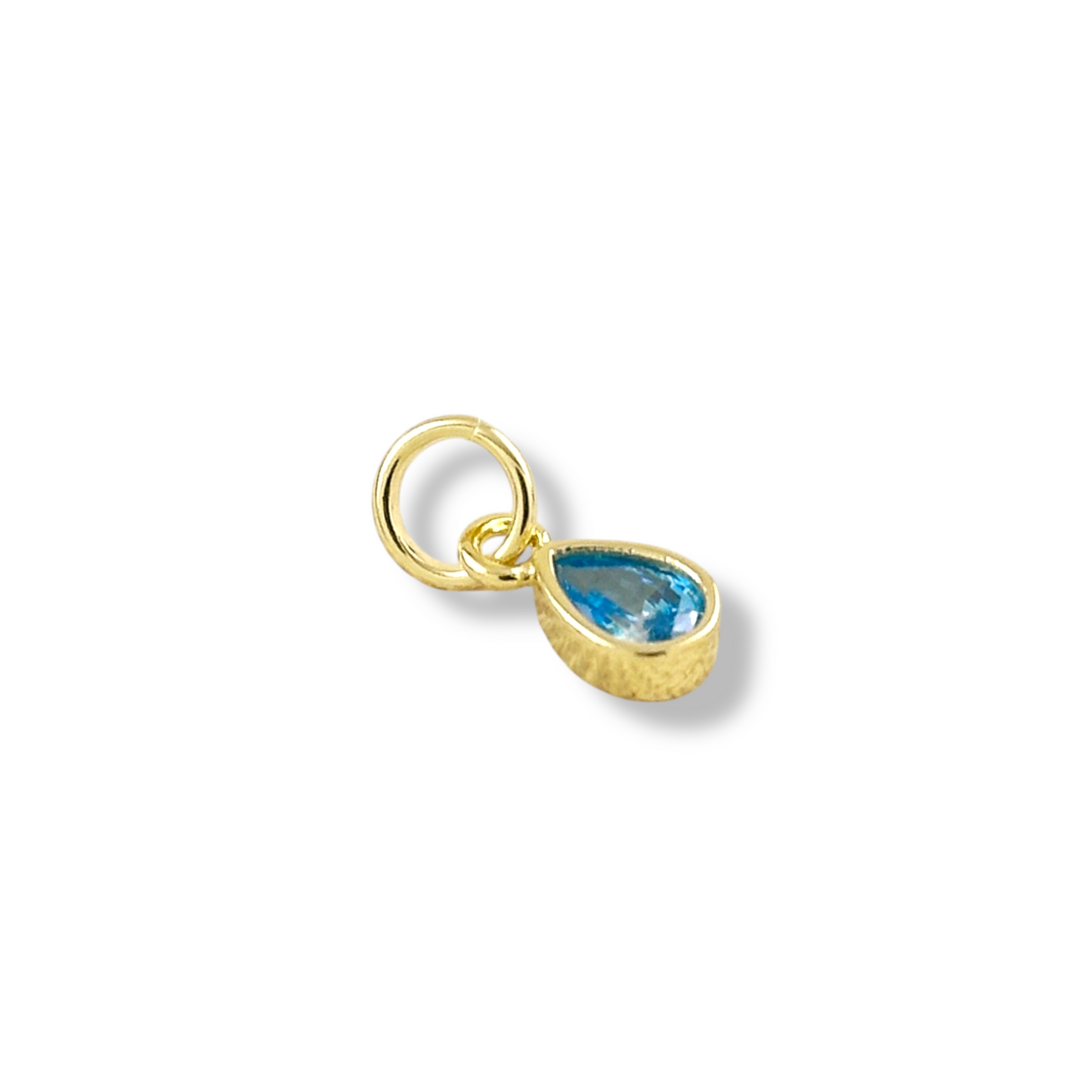 Birthstone Bezel Teardrop CZ 13mm 18K Gold Filled Charm