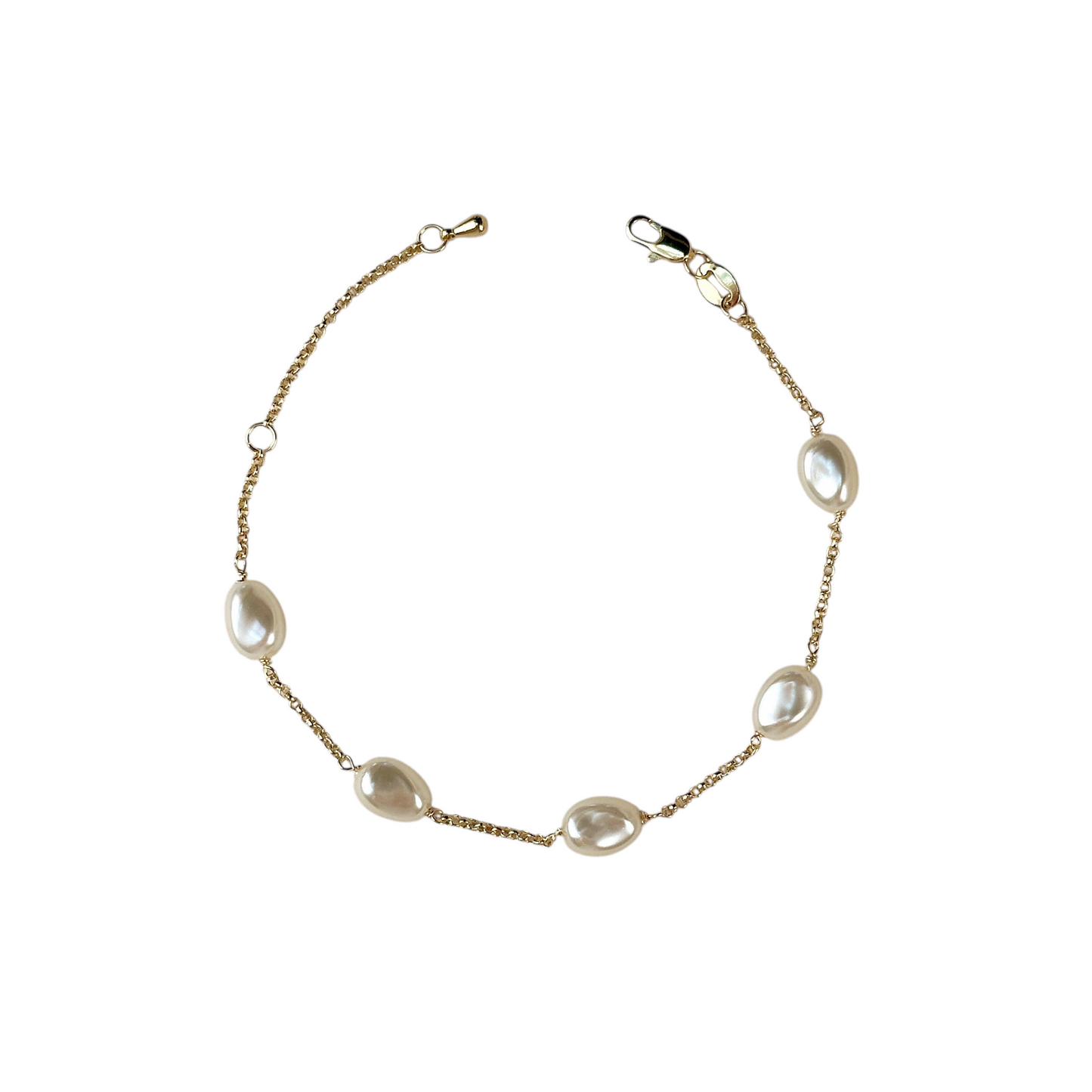Baroque Pearl Station 18k Gold Filled Bracelet