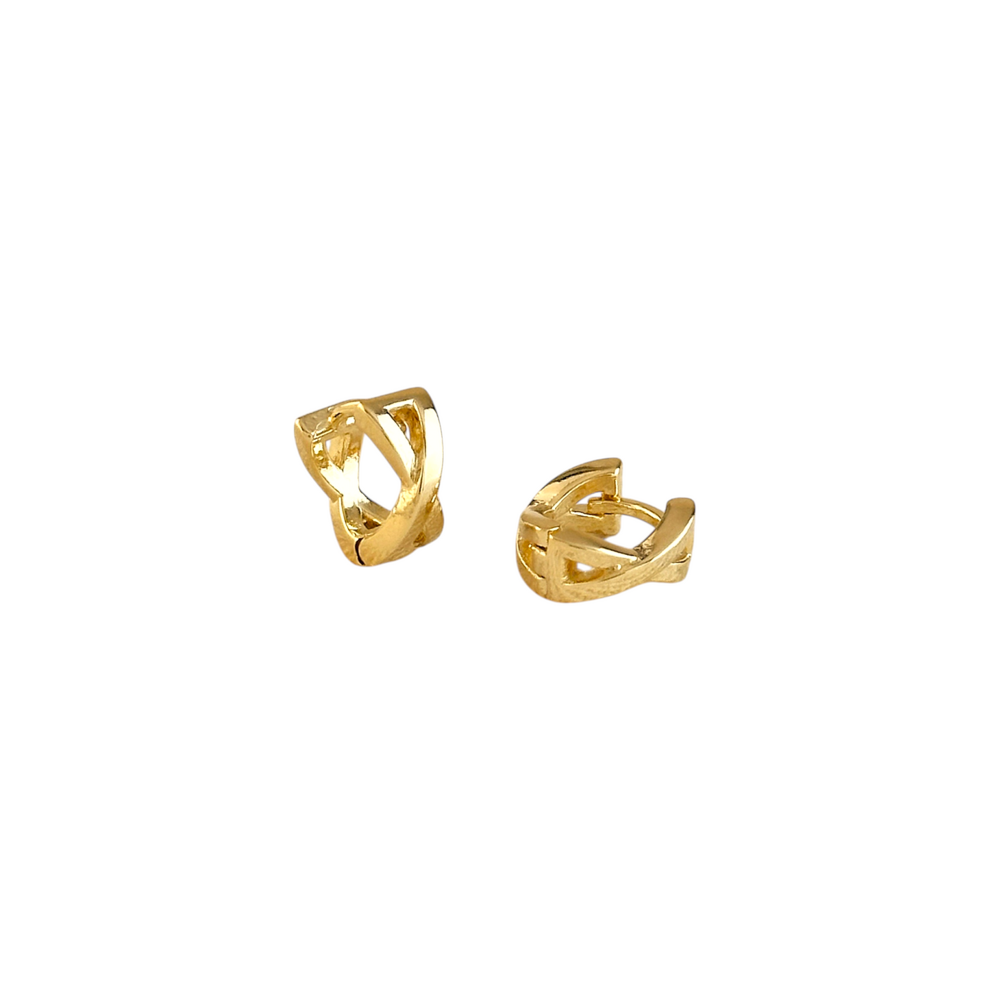 Criss-Cross Huggie Hoop 18k Gold Filled Earrings