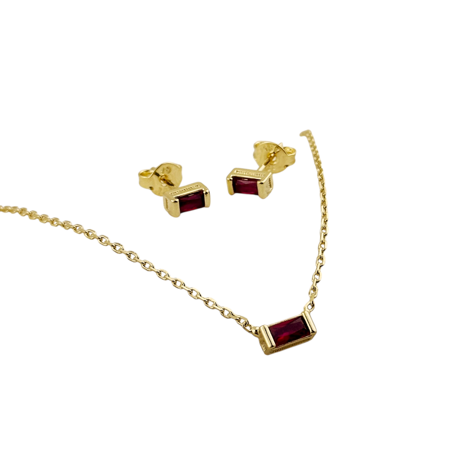 Birthstone CZ Set 18K Gold Filled Necklace & Earrings