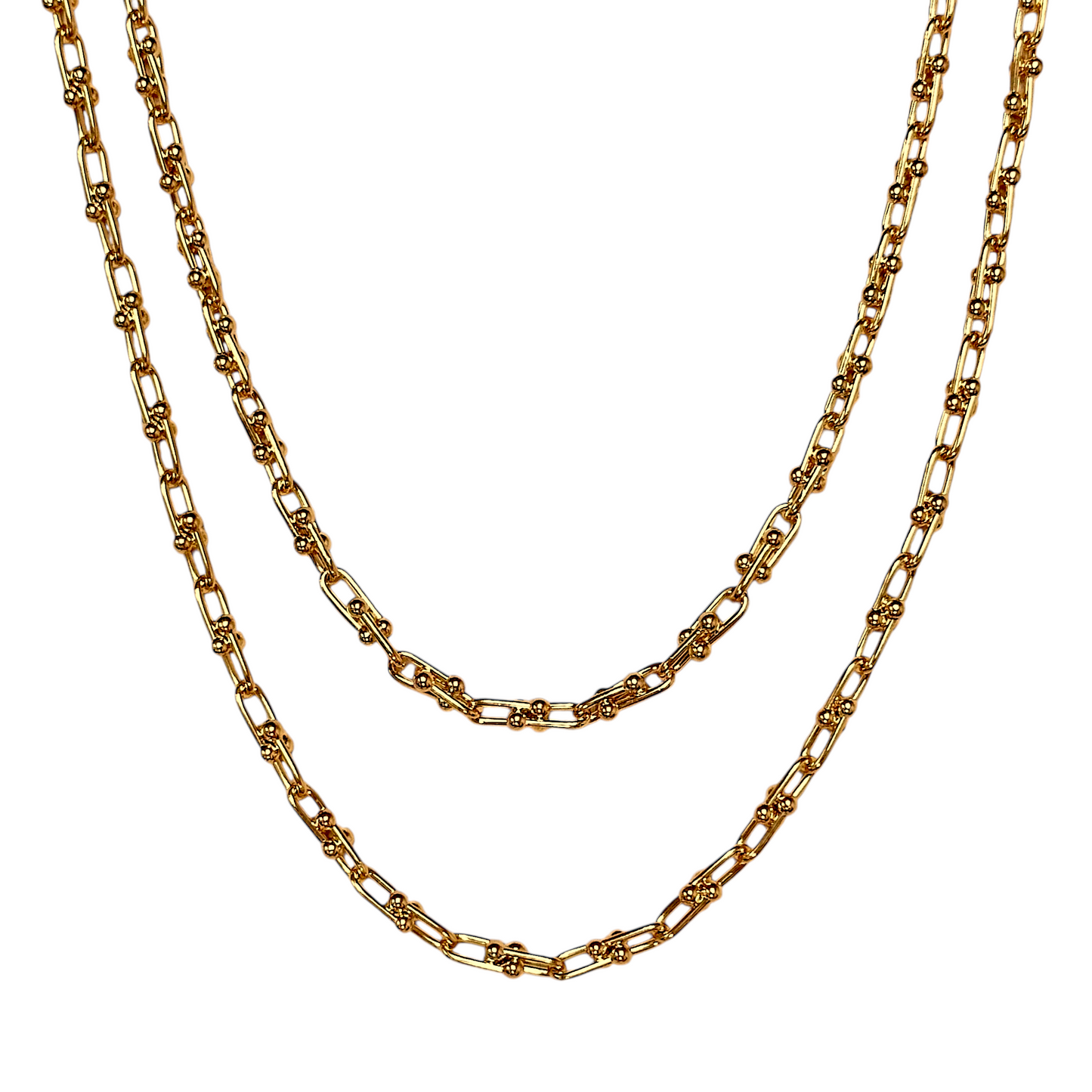 Ball Detailed Link Chain 18k Gold Filled Necklace