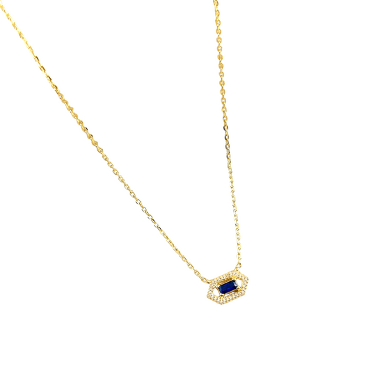 Birthstone Baguette CZ 18K Gold Filled Pendant Necklace