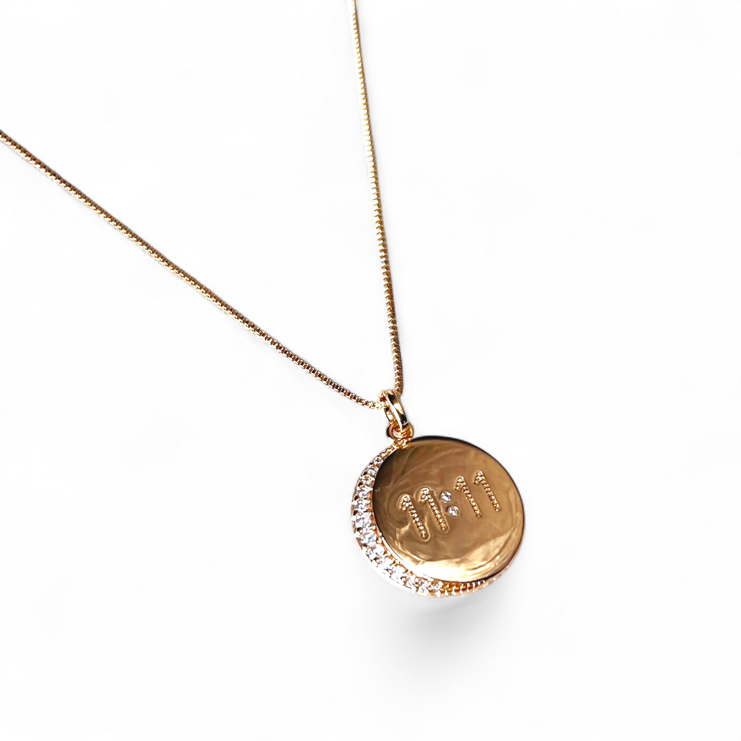 11:11 with CZ Crescent Moon 18K Gold Filled Necklace