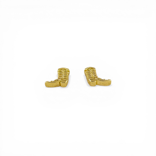 8mm Mini Cowgirl Boot Pavé CZ 18K Gold Filled Stud Earrings