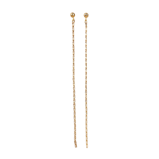 Baguette CZ Chain 101mm 18K Gold Filled Drop Earrings