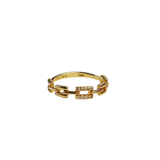 Paperclip Link Pavé CZ Band 18K Gold Filled Ring