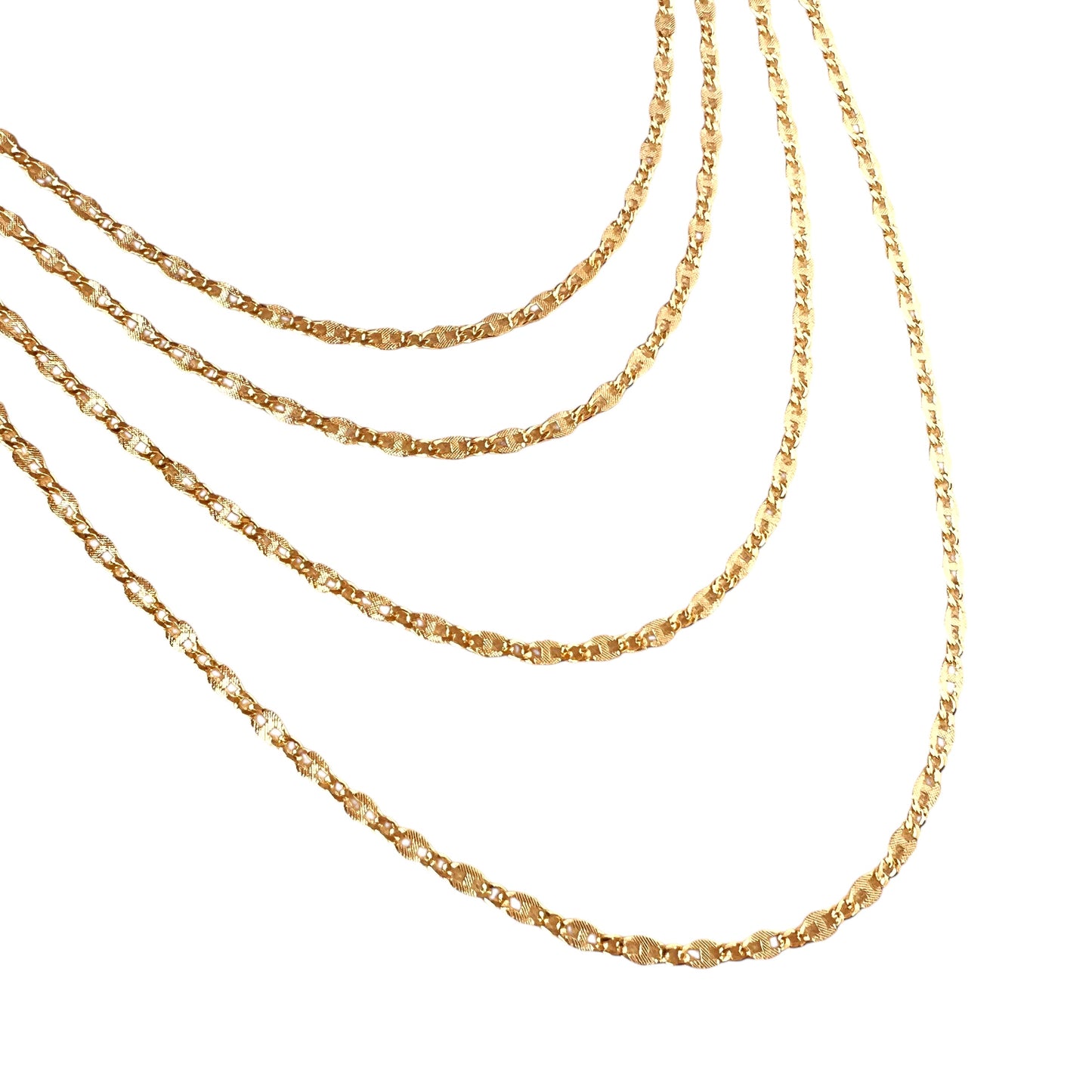 4mm Diamond Cut Figaro Link Chain 18k Gold Filled Necklace