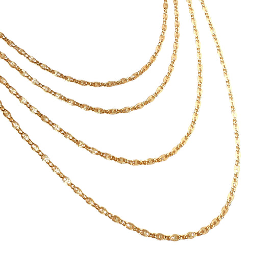4mm Diamond Cut Figaro Link Chain 18k Gold Filled Necklace