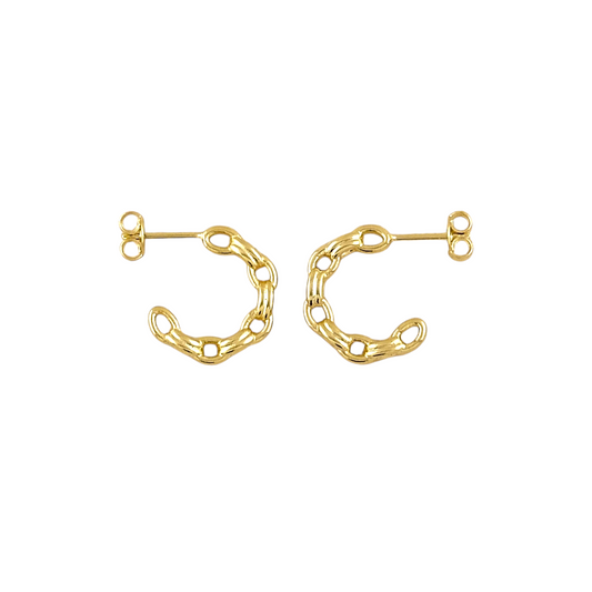 Cable Link Open Hoop 18k Gold Filled Earrings
